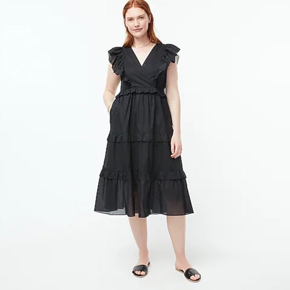 J. Crew Ruffle-sleeve cotton voile dress Size 2X